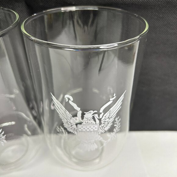 Vintage 7" Clear Glass Hurricane Lamps Shade with Eagle Set of 2 - Picture 3 of 7